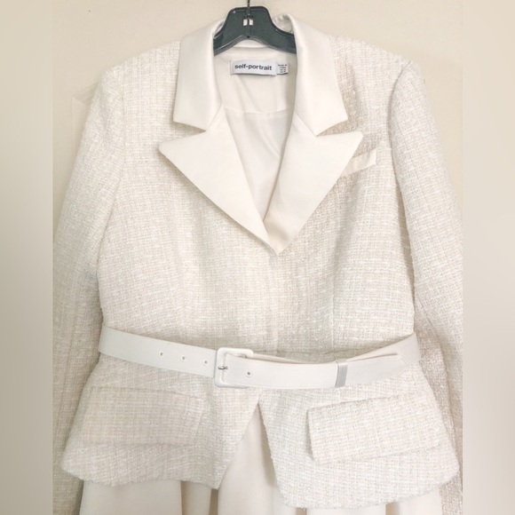 Self - Portrait Tailored Cream Color Boucle Mini Dress - Picture 8 of 16